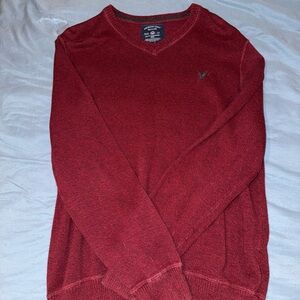 American Eagle Outfitters Deep Red Men’s V-Neck Sweater - L